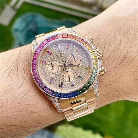 rolex daytona rainbow pave dial|Rolex rainbow review.